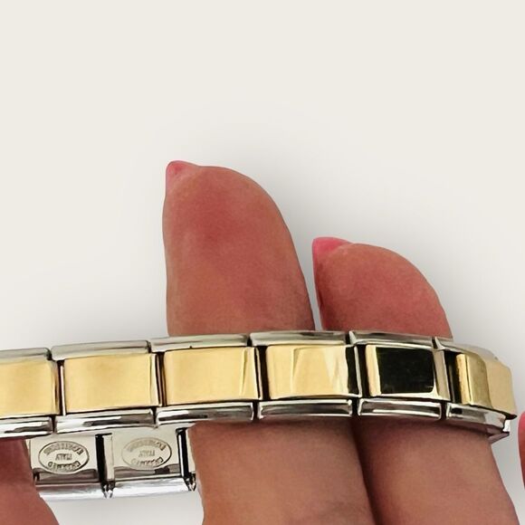 Vintage Dolceoro Italy stainless steel & gold bracelet - Picture 2 of 5
